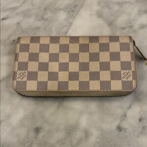 Louis Vuitton Damier Azur Zip Wallet in Beige and Brown